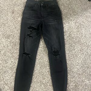 American Eagle Outfitters Black Distressed Skinny Jeans